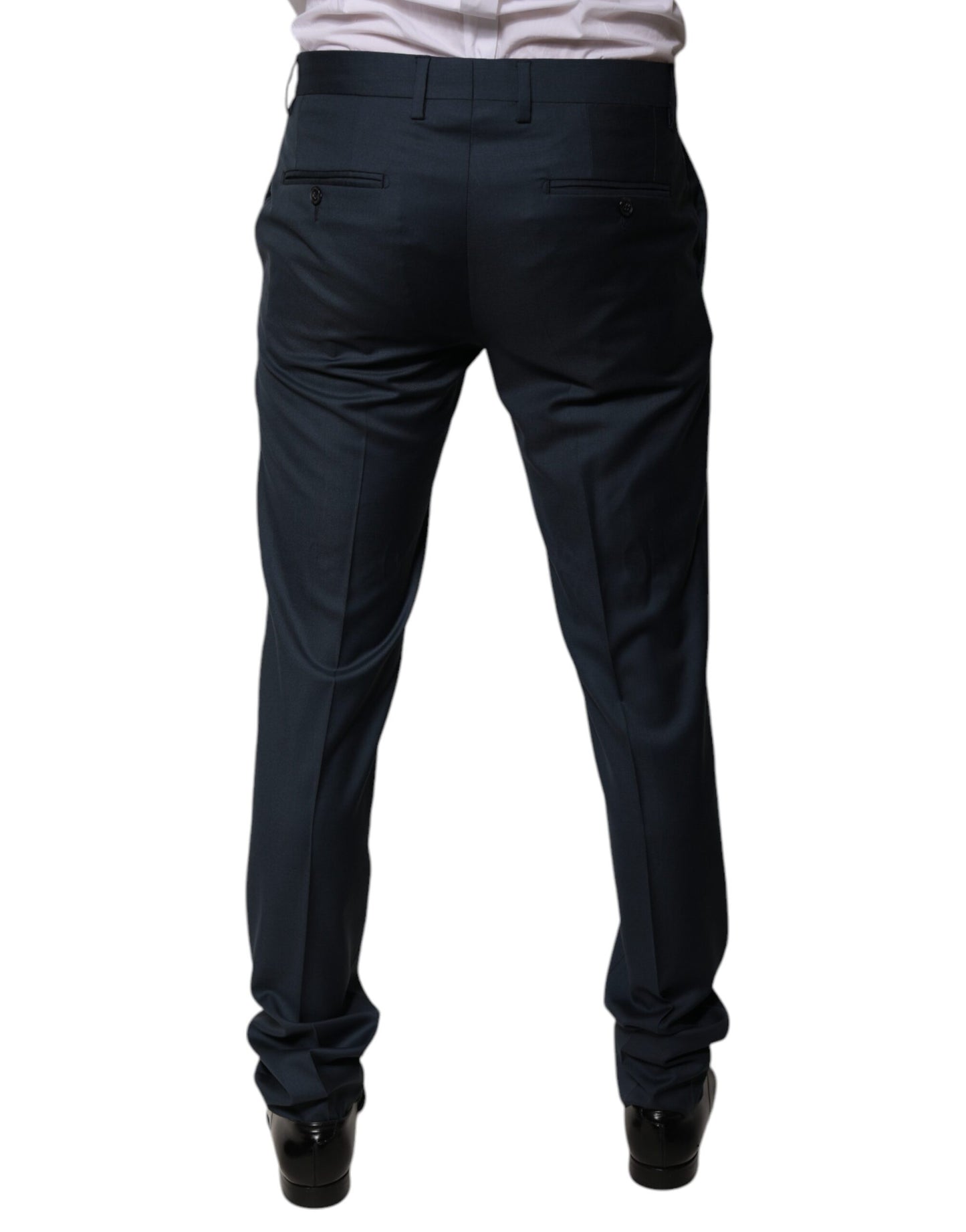 Dolce & Gabbana Blue Wool Tapered Formal Dress Pants