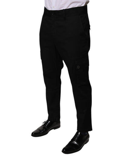 Dolce & Gabbana Black Cotton Cargo Tapered Pants