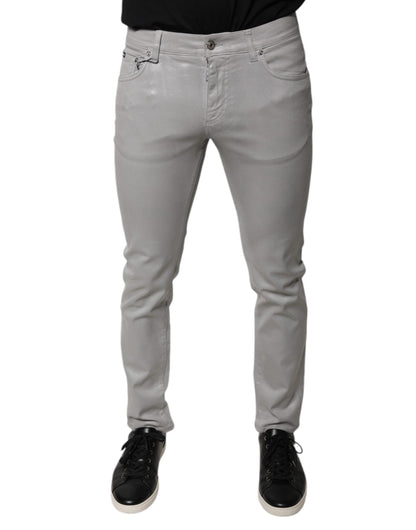 Dolce & Gabbana Gray Cotton Stretch Slim Fit Denim Jeans