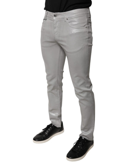 Dolce & Gabbana Gray Cotton Stretch Slim Fit Denim Jeans