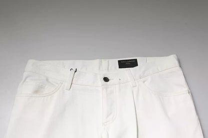 Dolce & Gabbana White Cotton Skinny Denim Jeans