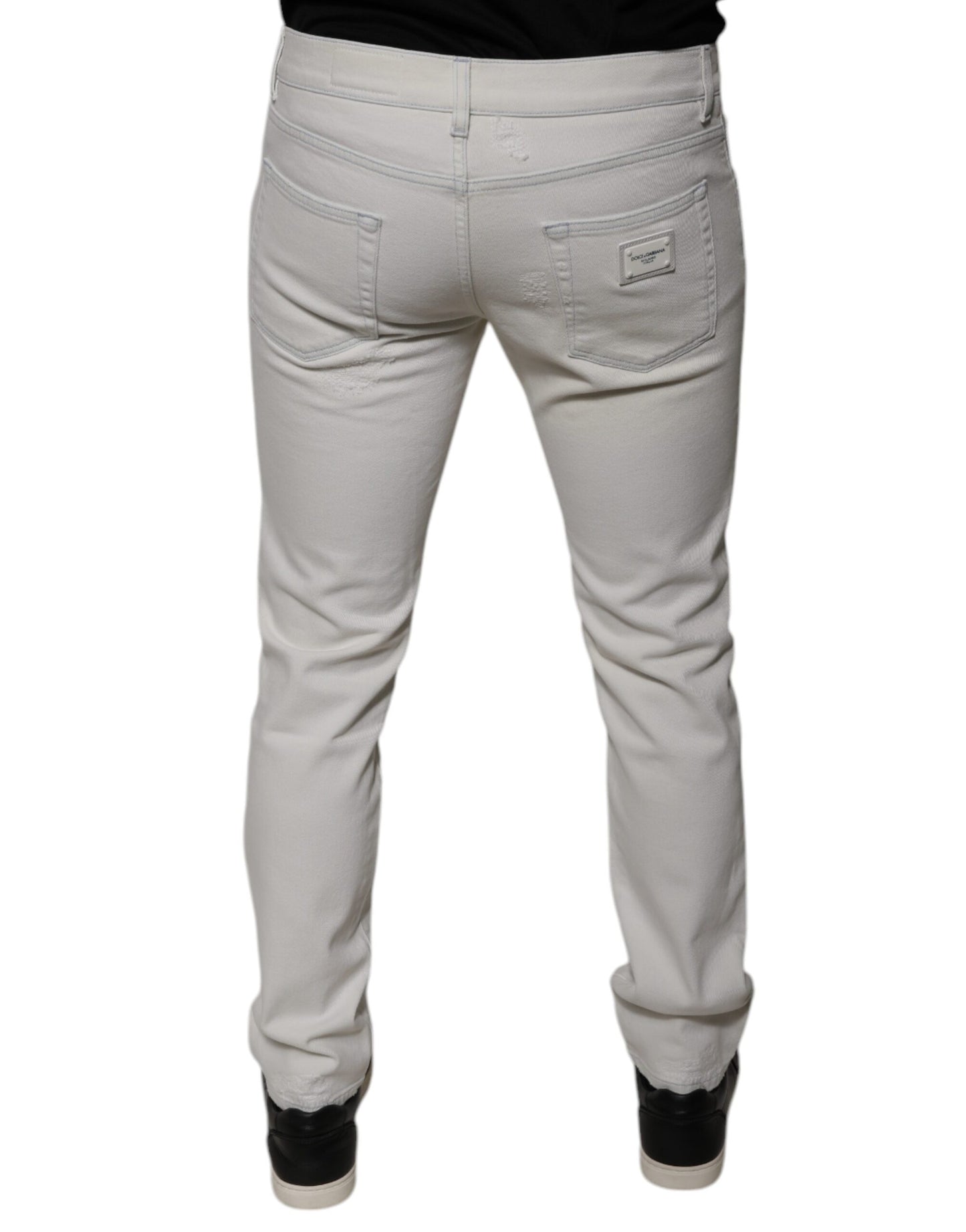 Dolce & Gabbana White Cotton Skinny Denim Jeans