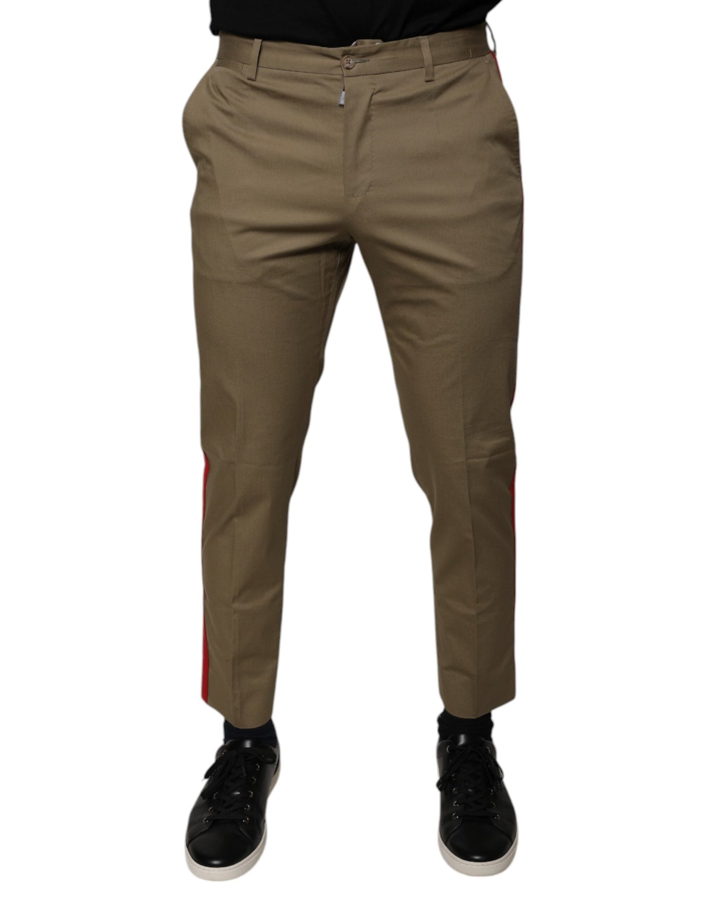 Dolce & Gabbana Brown Logo Men Casual Tapered Pants