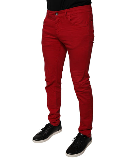 Dolce & Gabbana Red Crown Logo Cotton Skinny Denim Jeans