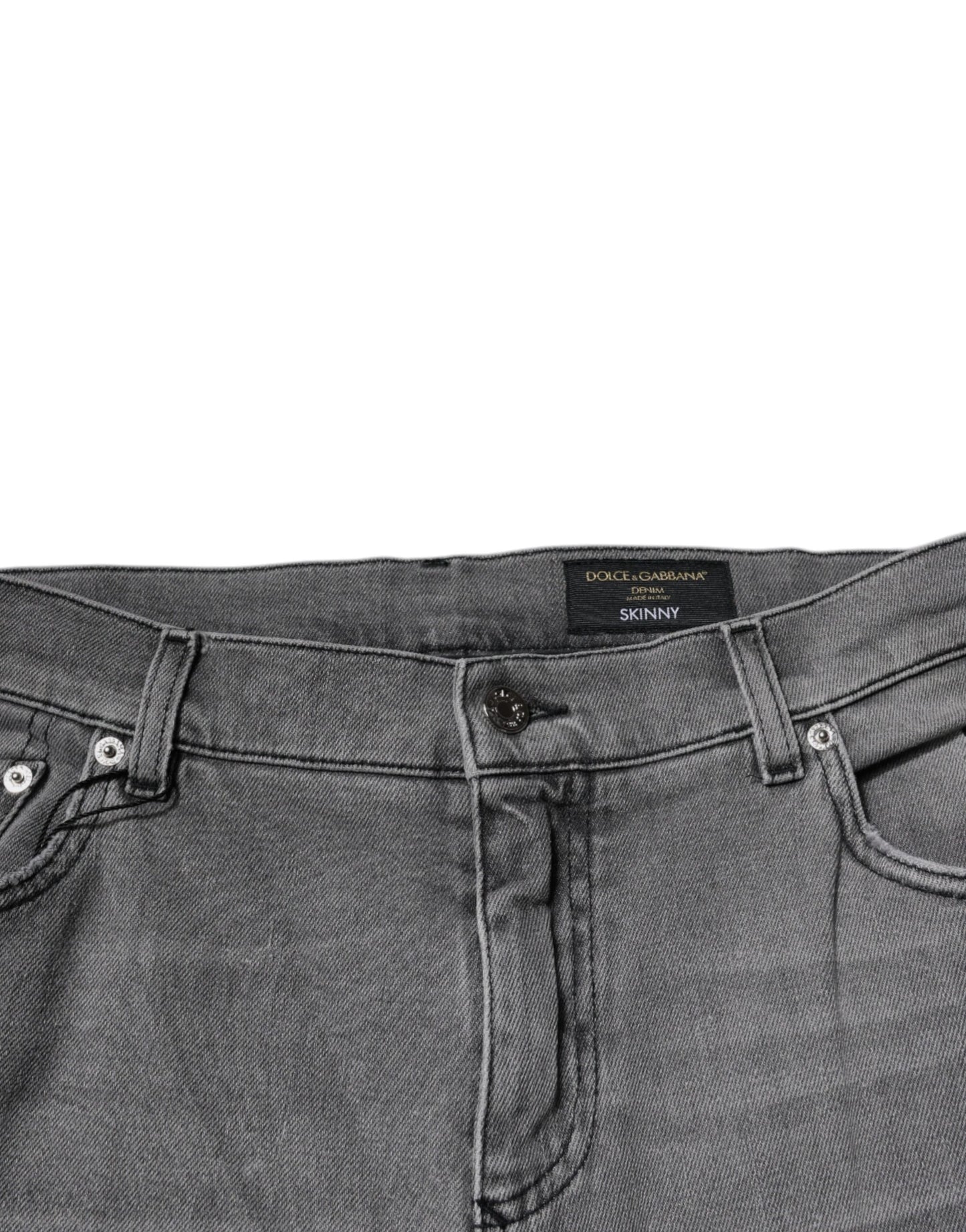 Dolce & Gabbana Gray Graphic Print Cotton Skinny Denim Jeans