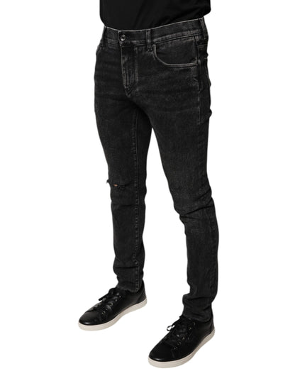 Dolce & Gabbana Black Cotton Stretch Skinny Men Denim Jeans