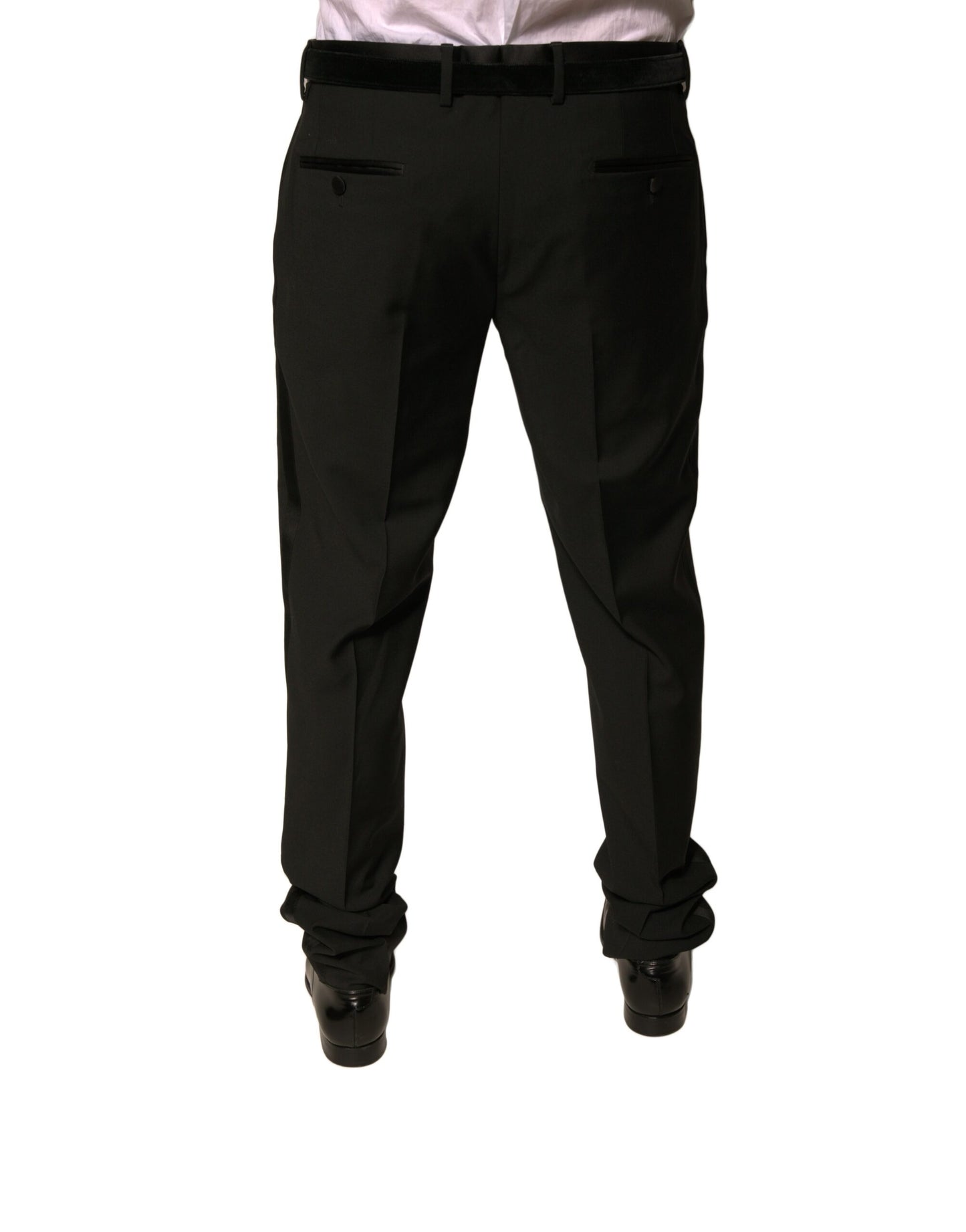 Dolce & Gabbana Black Wool Tapered Formal Dress Pants