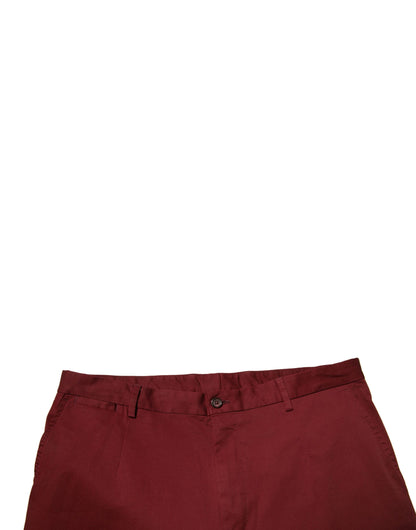 Dolce & Gabbana Maroon Cotton Men Skinny Dress Pants