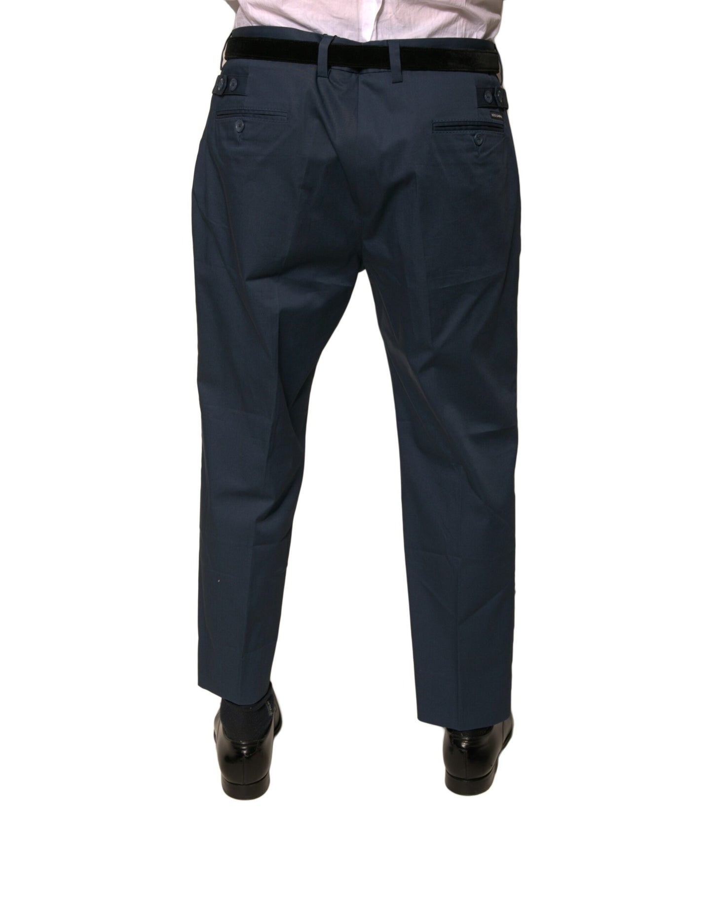 Dolce & Gabbana Blue Cotton Men Skinny Dress Pants