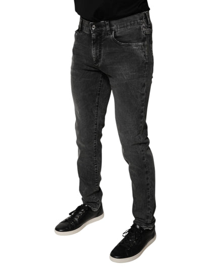 Dolce & Gabbana Black Logo Cotton Stretch Skinny Denim Pants