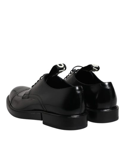 Dolce & Gabbana Black Patent Leather Derby Lace Up Formal Dress Shoes