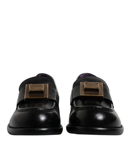 Dolce & Gabbana Black Leather Slip On Formal Mocassin Shoes