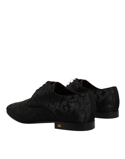 Dolce & Gabbana Black Jacquard Lace Up Derby Dress Shoes