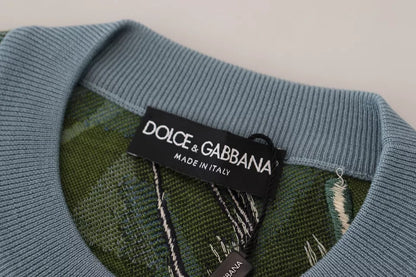 Dolce & Gabbana Jungle Wool Silk Pullover Logo Sweater