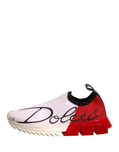 Dolce & Gabbana White Red Low Top Sorrento Sneakers Shoes