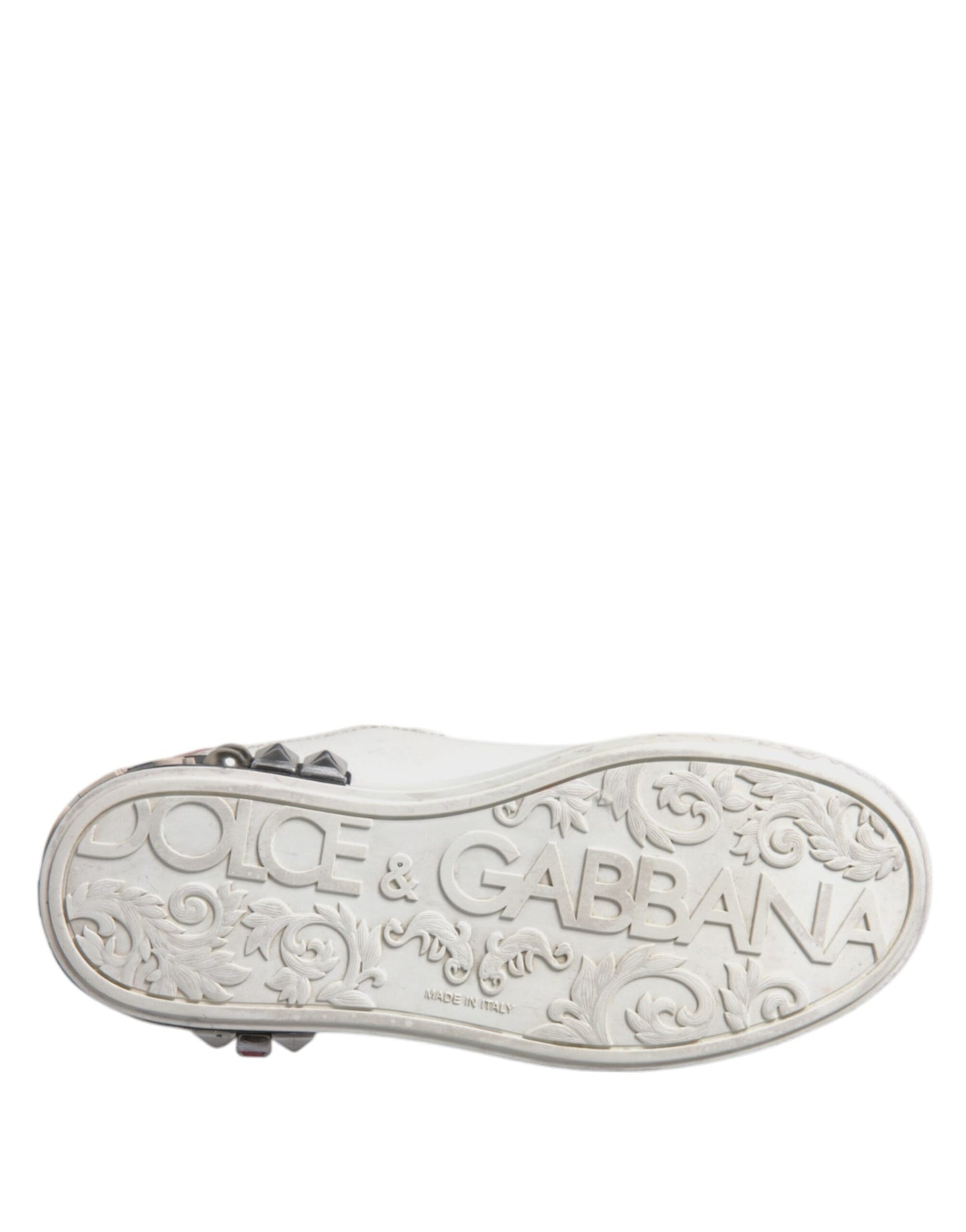 Dolce & Gabbana White Sequined Crystal Low Top Sneakers Shoes