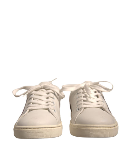 Dolce & Gabbana White Suede Leather Low Top Sneakers Shoes