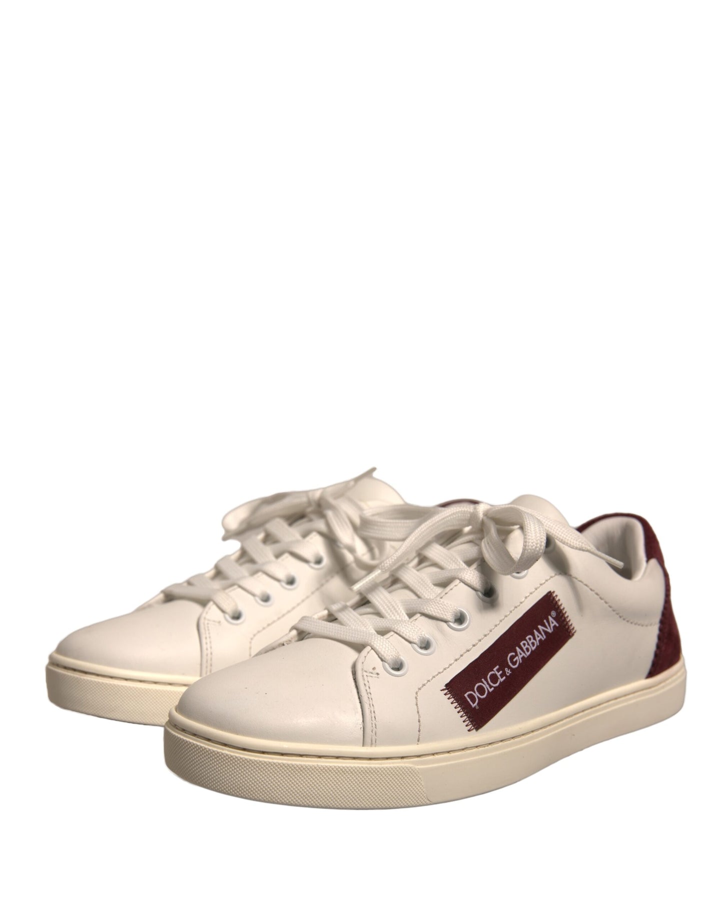 Dolce & Gabbana White Suede Leather Low Top Sneakers Shoes