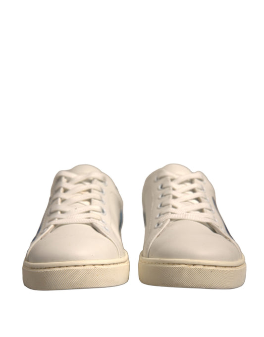 Dolce & Gabbana White Suede Leather Low Top Sneakers Shoes