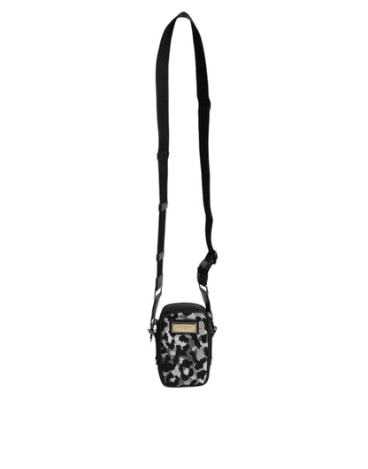 Dolce & Gabbana Multicolor Camouflage Jacquard Logo Plaque Crossbody Bag