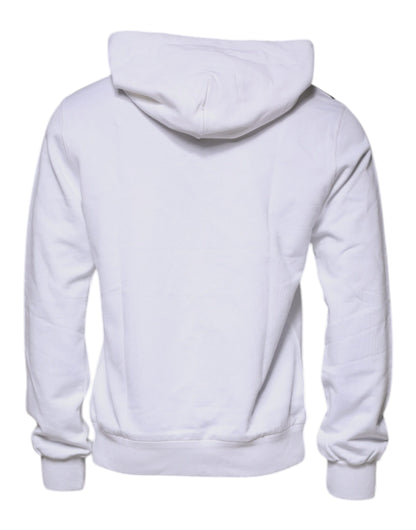 Dolce & Gabbana White Logo Cotton Hooded Sweatshirt Sweater