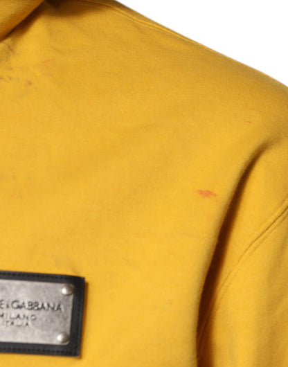 Dolce & Gabbana Yellow Logo Full Zip Hooded Sweatshirt Sweater