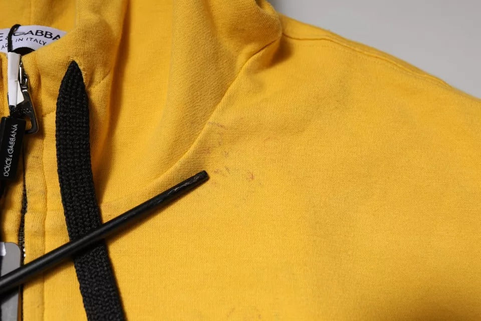 Dolce & Gabbana Yellow Logo Full Zip Hooded Sweatshirt Sweater