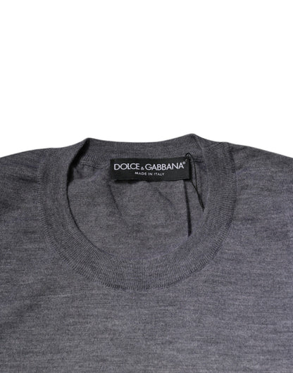 Dolce & Gabbana Gray Cashmere Crew Neck Pullover Sweater