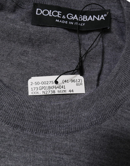 Dolce & Gabbana Gray Cashmere Crew Neck Pullover Sweater