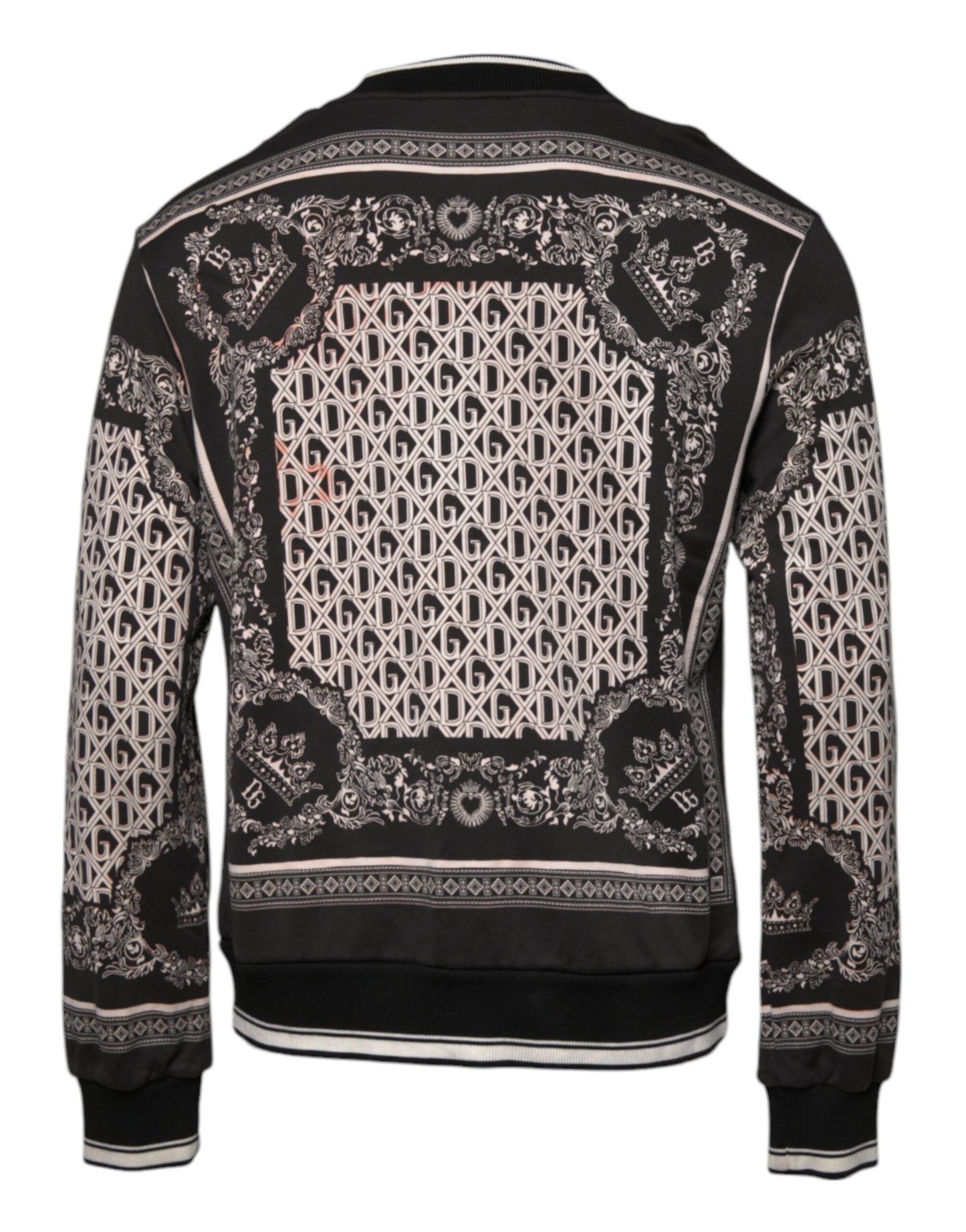 Dolce & Gabbana Black Cotton Logo Crew Neck Pullover Sweater