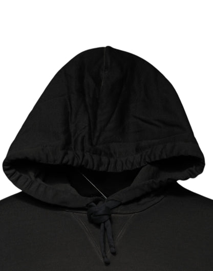 Dolce & Gabbana Black Cotton Hooded DG Shield Pullover Sweater