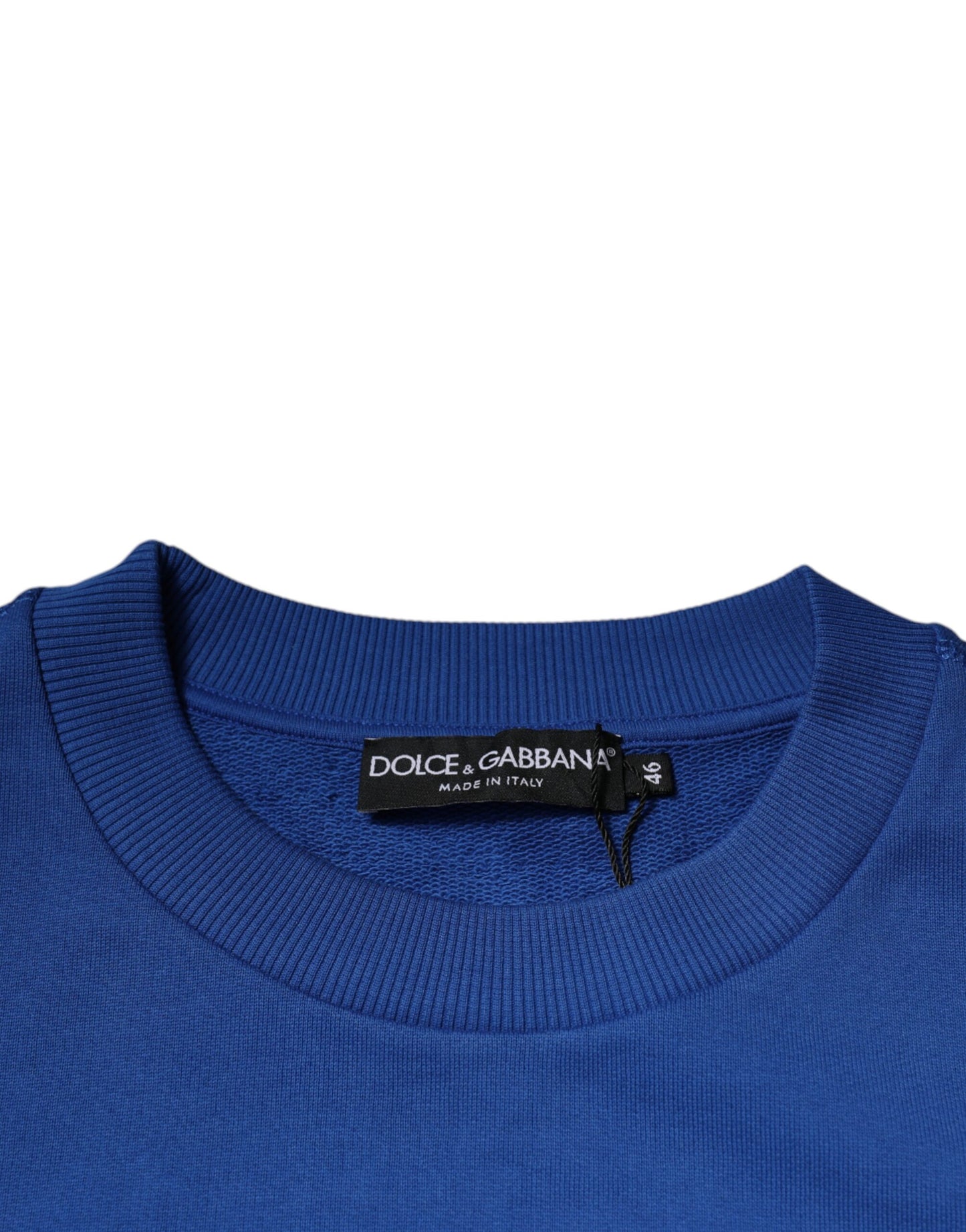 Dolce & Gabbana Blue Logo Plaque Crew Neck Pullover Sweater