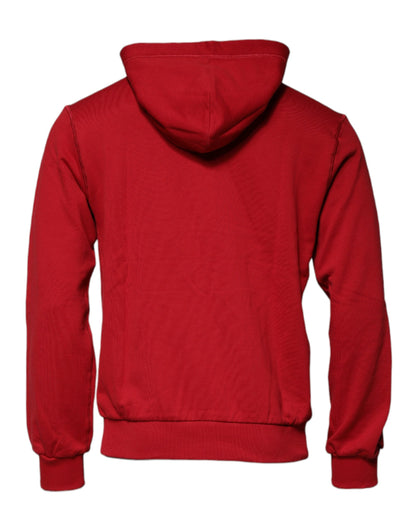 Dolce & Gabbana Red Logo Full Zip Hooded Sweatshirt Sweater