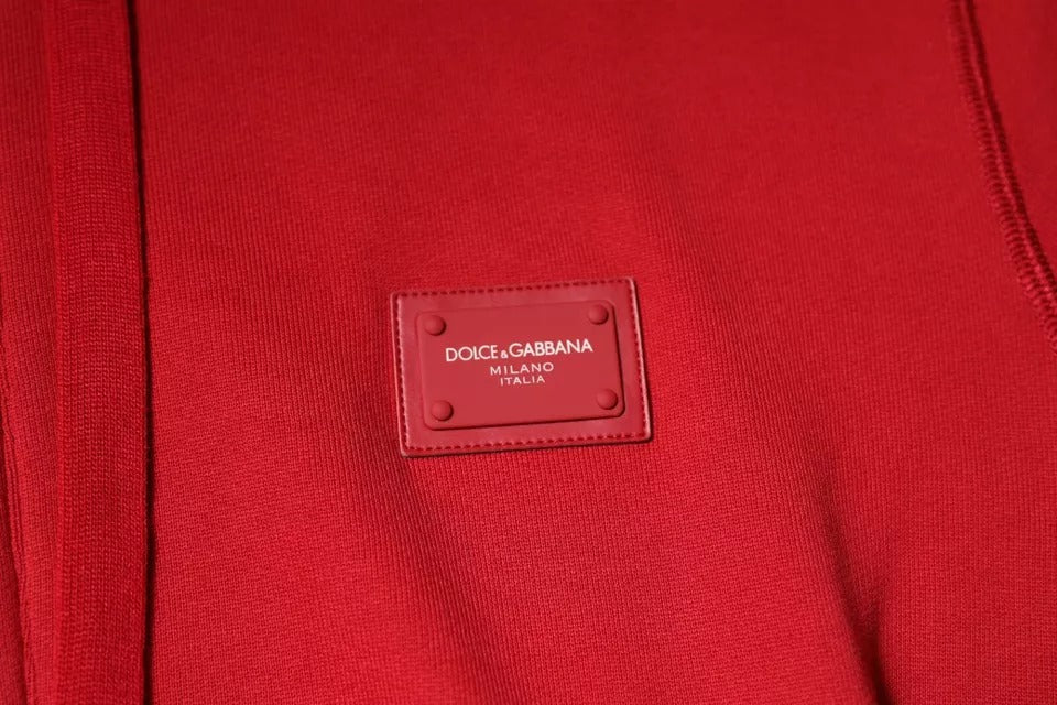 Dolce & Gabbana Red Logo Full Zip Hooded Sweatshirt Sweater