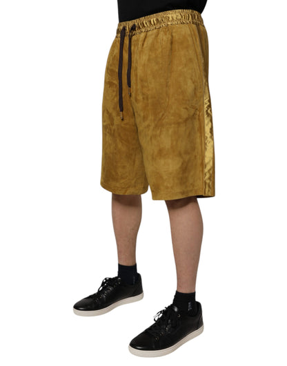 Dolce & Gabbana Brown Lambskin Suede Men Bermuda Shorts