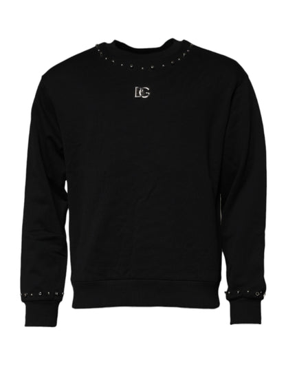 Dolce & Gabbana Black Logo Stud Pullover Sweatshirt Sweater