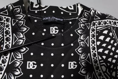 Dolce & Gabbana White Black Print Cotton Sweatshirt Sweater