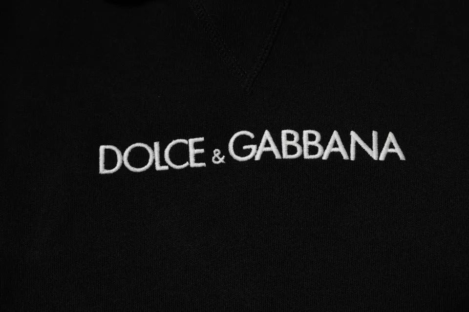 Dolce & Gabbana Black Wool Logo Hooded Sweatshirt Sweater