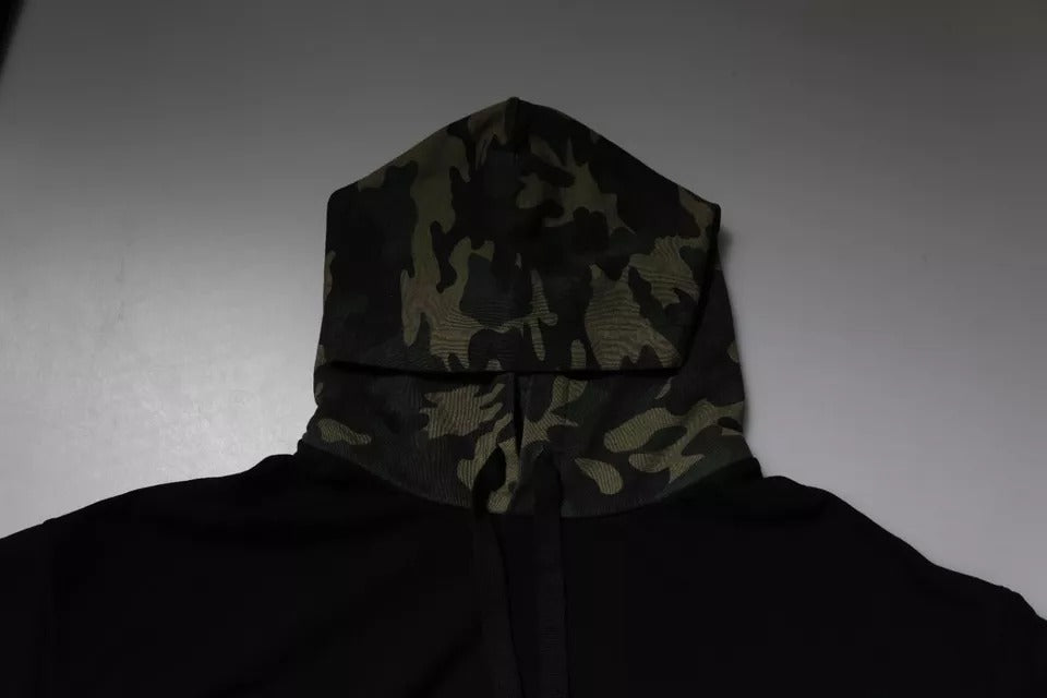 Dolce & Gabbana Black Camouflage Hooded Sweatshirt Sweater