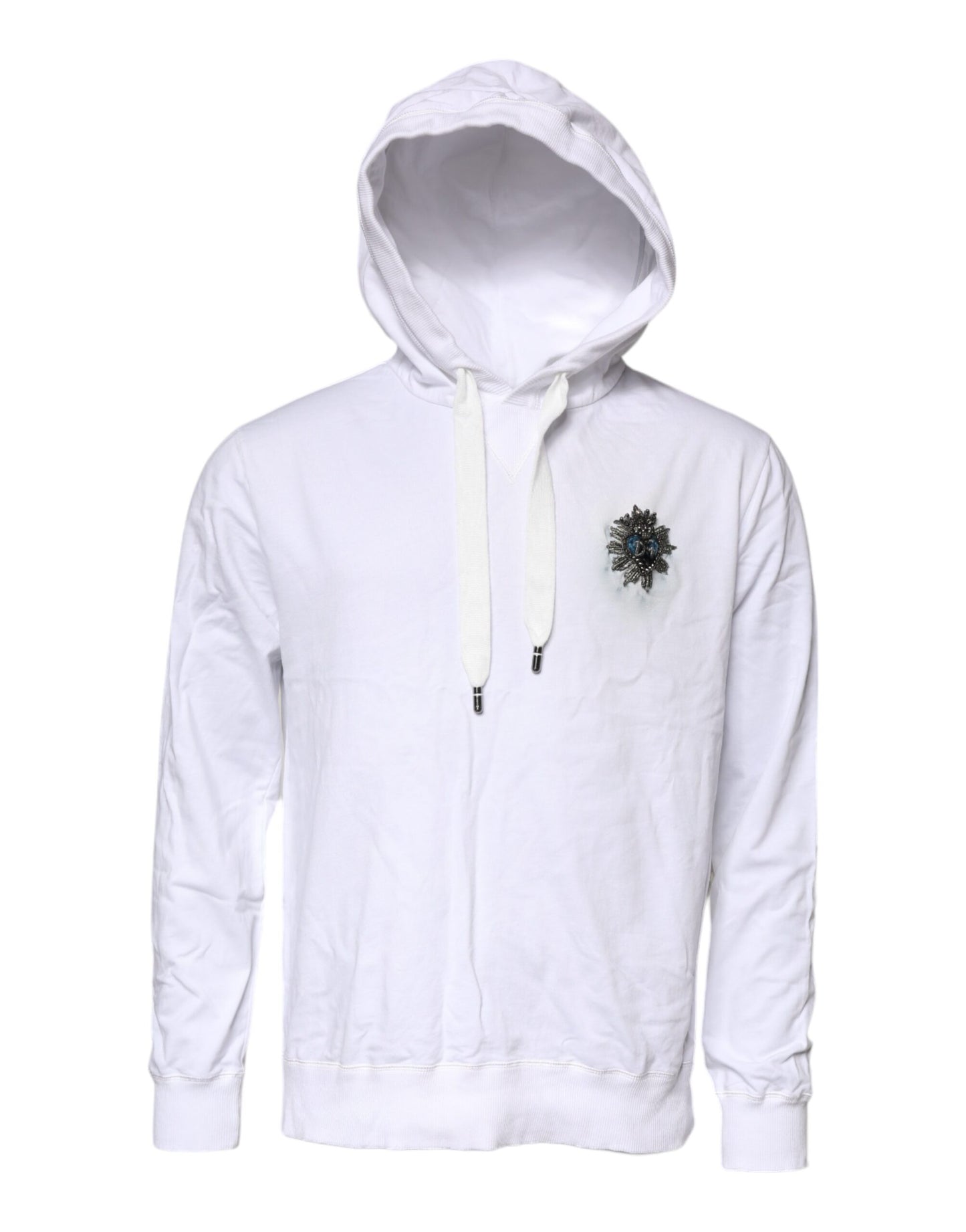 Dolce & Gabbana White Cotton Hooded Sweatshirt Sweater