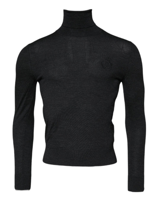 Dolce & Gabbana Black Wool Turtleneck Pullover Sweater