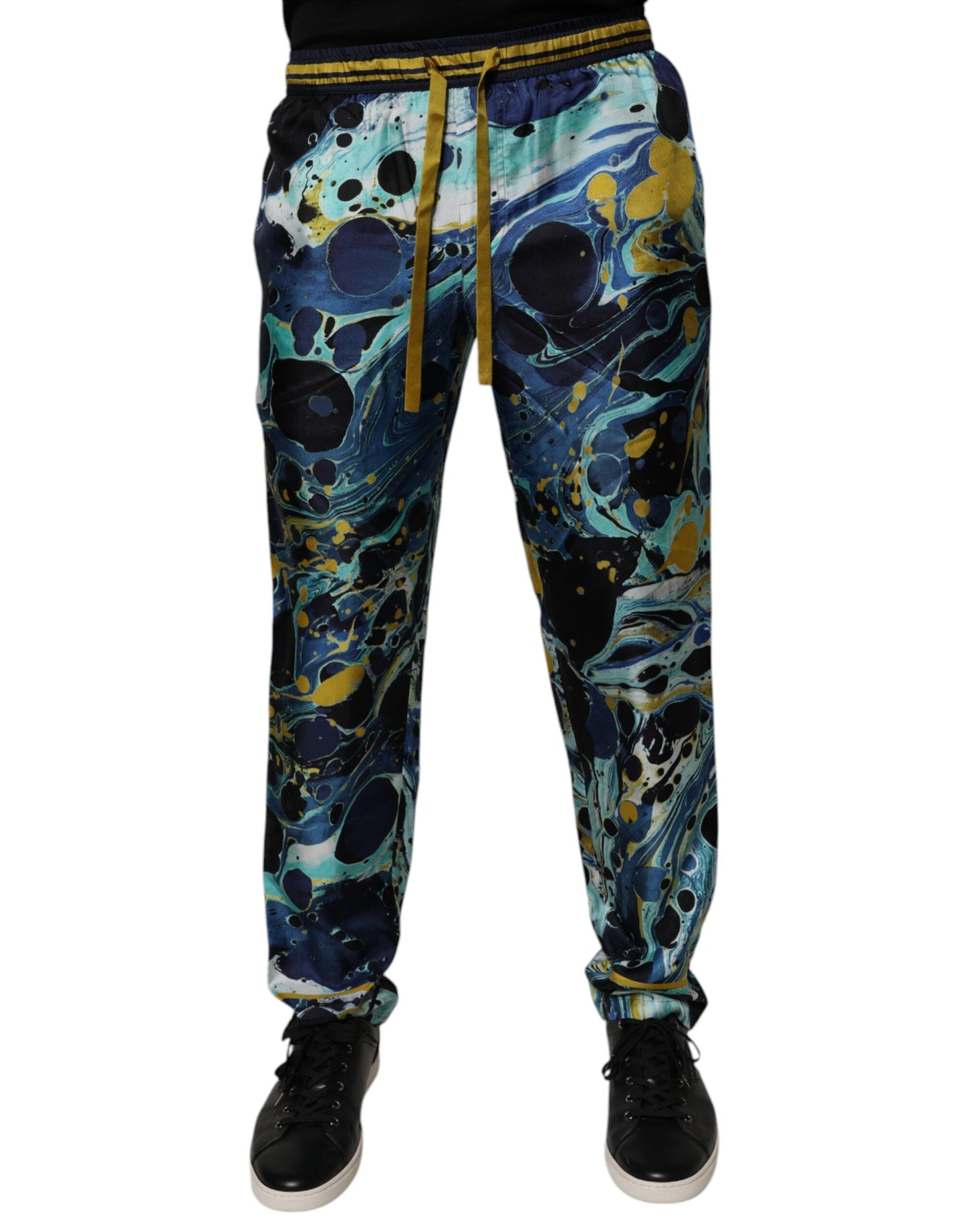 Dolce & Gabbana Multicolor Marble Print Jogger Sweatpants Pants