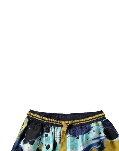 Dolce & Gabbana Multicolor Marble Print Jogger Sweatpants Pants