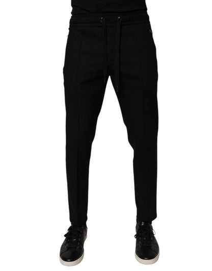 Dolce & Gabbana Black Wool Jogger Jogging Pants