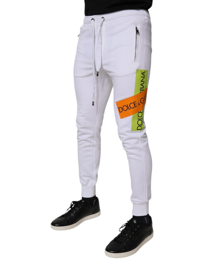 Dolce & Gabbana White Cotton Logo Jogger Pants