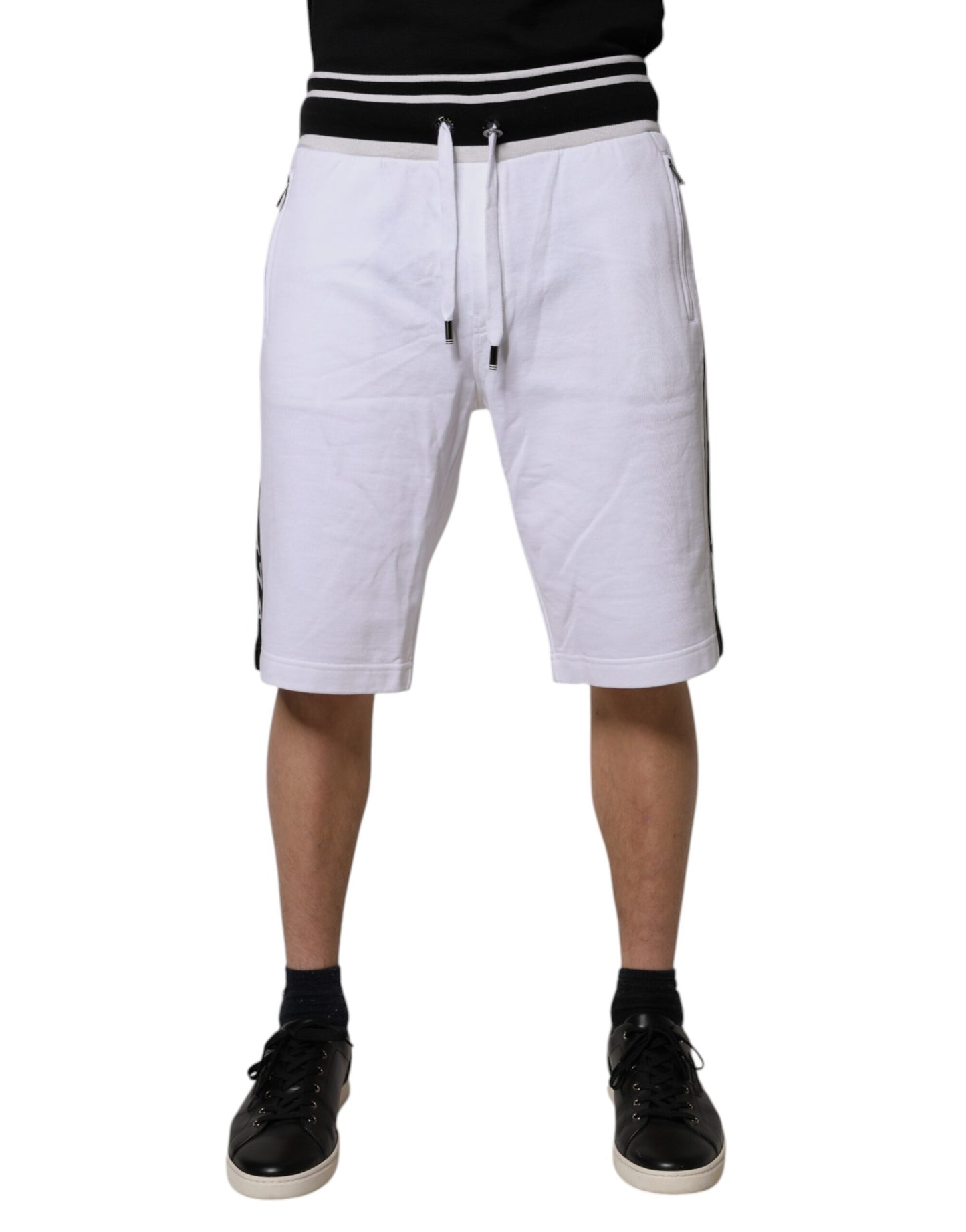 Dolce & Gabbana White Stripe Cotton DG King Bermuda Shorts