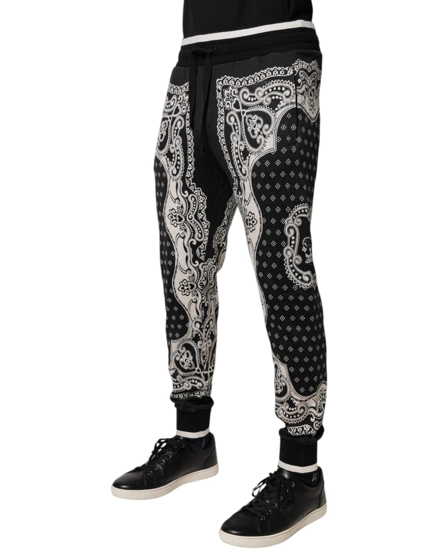 Dolce & Gabbana Black Bandana Cotton Jogger Pants