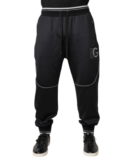 Dolce & Gabbana Black Polyester Logo Jogger Pants