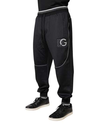 Dolce & Gabbana Black Polyester Logo Jogger Pants