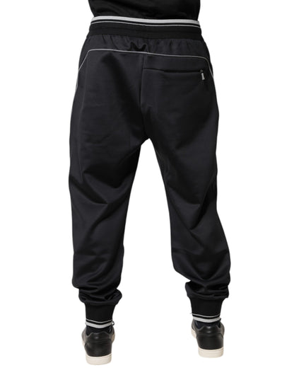 Dolce & Gabbana Black Polyester Logo Jogger Pants